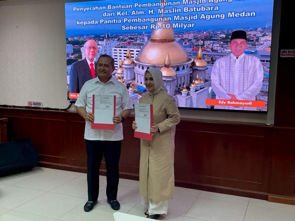 Panitia Pembangunan Masjid Agung Sumut Terima Bantuan Rp10 Miliar dari Keluarga Maslin Batubara